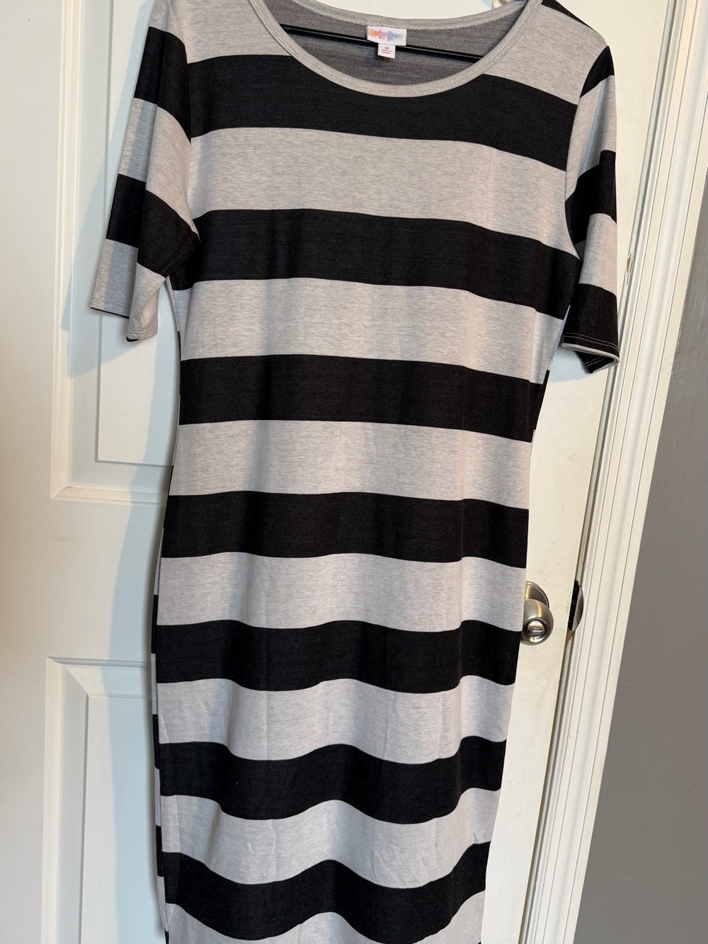 LuLaRoe Julia - Black and White Stripe Midi Dress